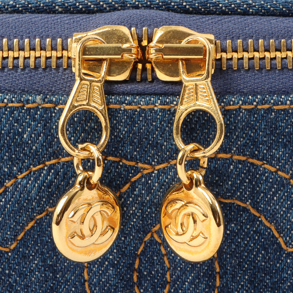 Chanel Around 1997 Made Denim Cc Mark Stitch Vanity Indigo
