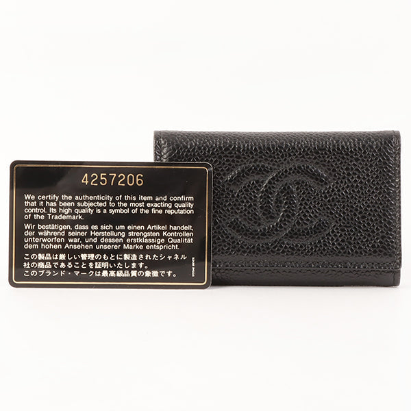 CHANEL Around 1997 Made Caviar Skin Cc Mark Stitch Key Case Black