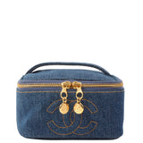 Chanel Around 1997 Made Denim Cc Mark Stitch Vanity Indigo