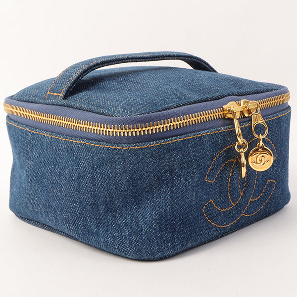 Chanel Around 1997 Made Denim Cc Mark Stitch Vanity Indigo