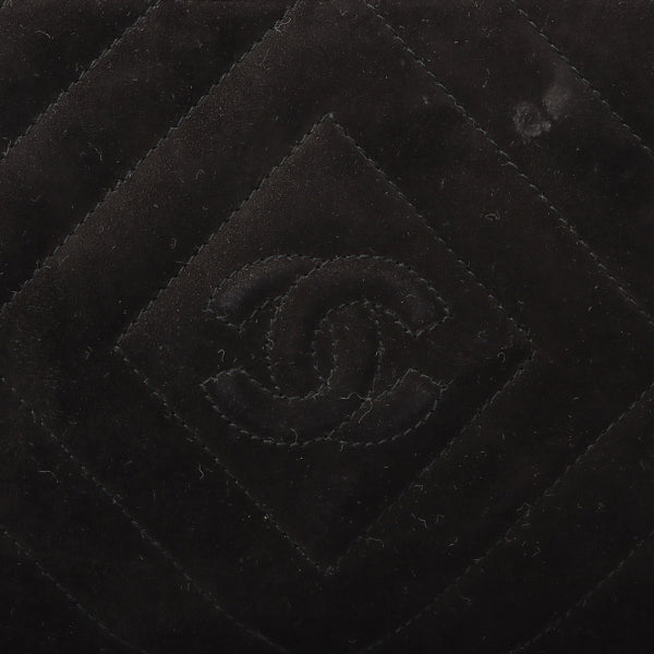 Chanel Around 1992 Made Suede Cc Mark Stitch Ball Charm Shoulder Bag Black