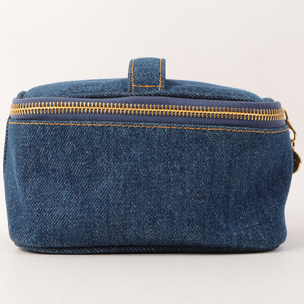 Chanel Around 1997 Made Denim Cc Mark Stitch Vanity Indigo