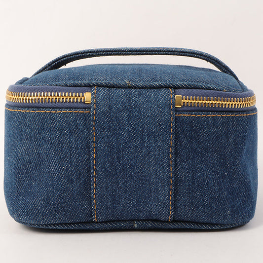 Chanel Around 1997 Made Denim Cc Mark Stitch Vanity Indigo