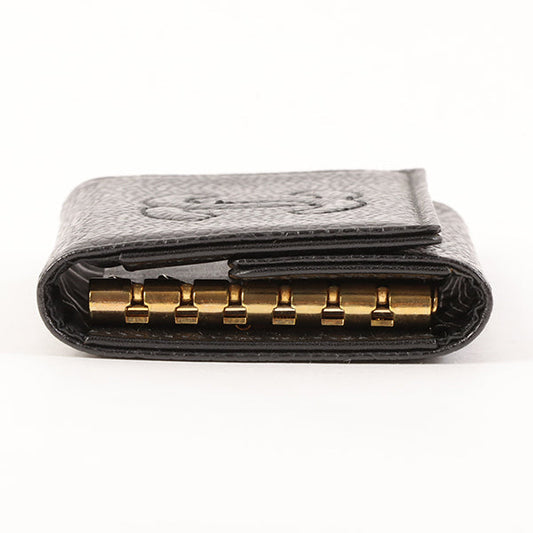 CHANEL Around 1997 Made Caviar Skin Cc Mark Stitch Key Case Black