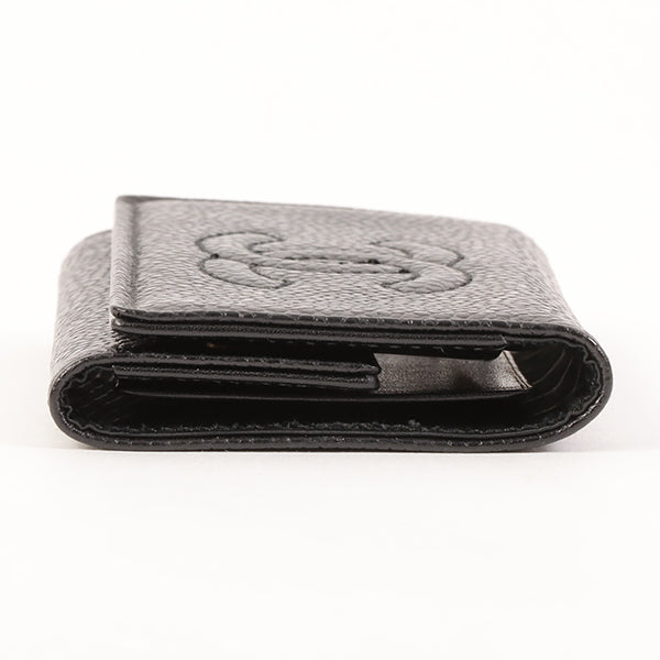CHANEL Around 1997 Made Caviar Skin Cc Mark Stitch Key Case Black