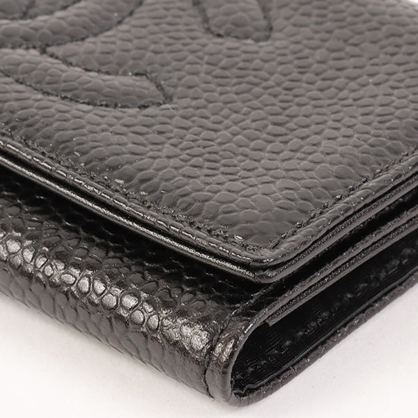 CHANEL Around 1997 Made Caviar Skin Cc Mark Stitch Key Case Black