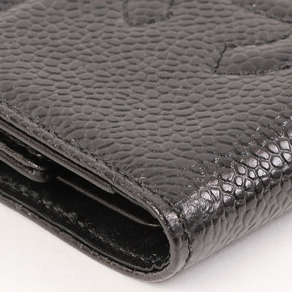 CHANEL Around 1997 Made Caviar Skin Cc Mark Stitch Key Case Black