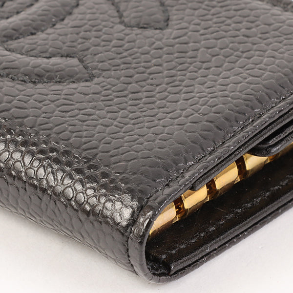 CHANEL Around 1997 Made Caviar Skin Cc Mark Stitch Key Case Black