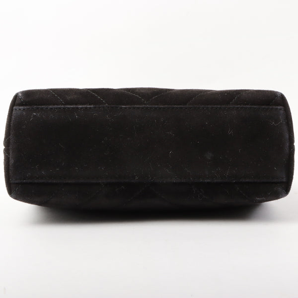 Chanel Around 1992 Made Suede Cc Mark Stitch Ball Charm Shoulder Bag Black