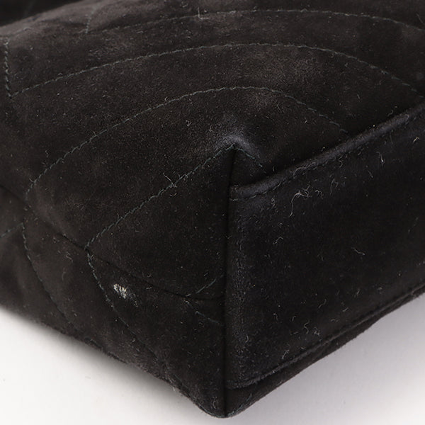Chanel Around 1992 Made Suede Cc Mark Stitch Ball Charm Shoulder Bag Black