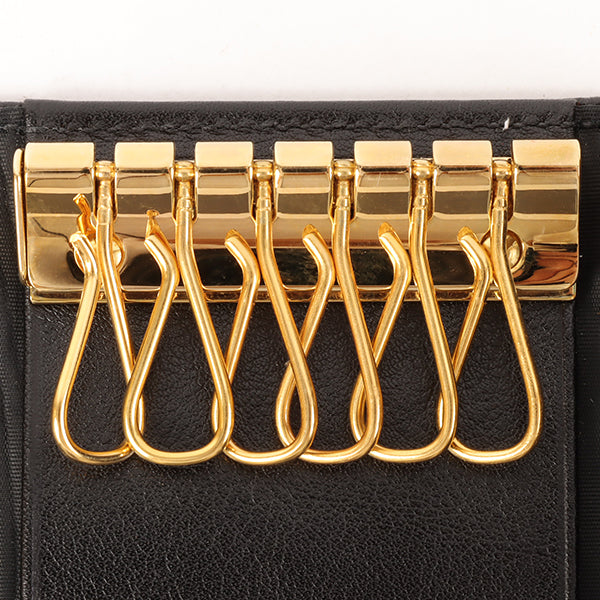 CHANEL Around 1997 Made Caviar Skin Cc Mark Stitch Key Case Black