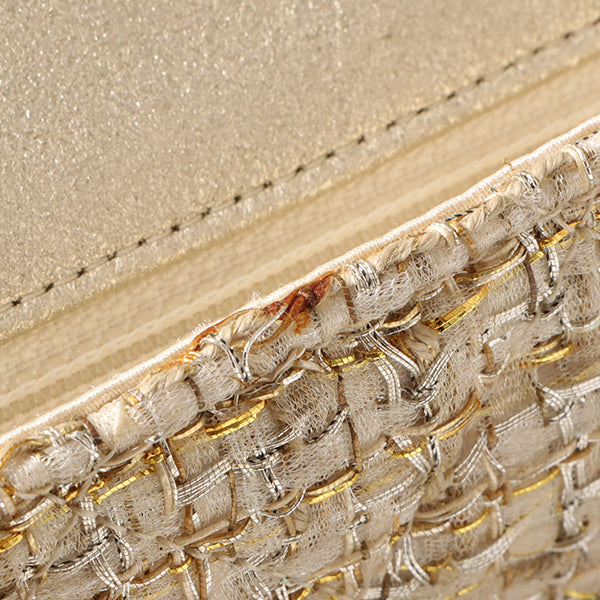 Chanel Around 2007 Made Tweed Cc Mark Plate Chain Shoulder Bag Beige/Silver/Gold