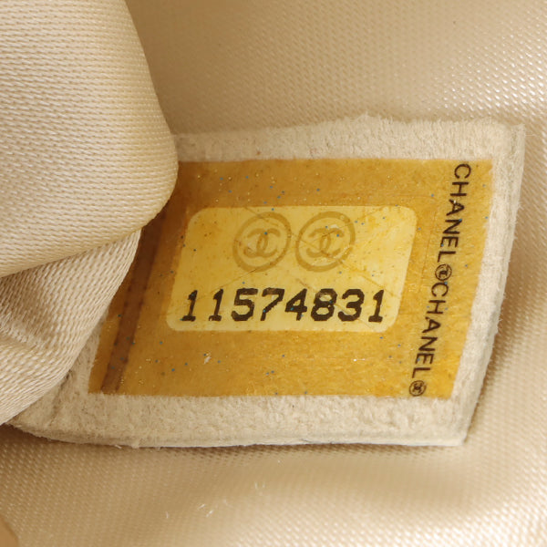 Chanel Around 2007 Made Tweed Cc Mark Plate Chain Shoulder Bag Beige/Silver/Gold
