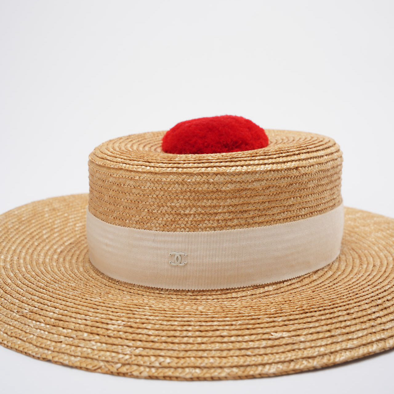 Chanel Beige Straw Summer Hat