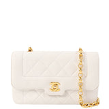 Chanel Around 1992 Made Edge Design Flap Turn-Lock Bijou Chain Bag White