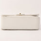 Chanel Around 1992 Made Edge Design Flap Turn-Lock Bijou Chain Bag White