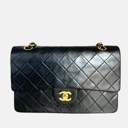 Chanel Classic Flap   Black Lambskin Leather with 24k Gold Hardware, 1986-1988