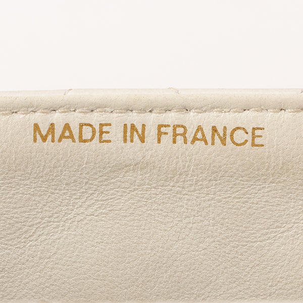 Chanel Around 1992 Made Edge Design Flap Turn-Lock Bijou Chain Bag White