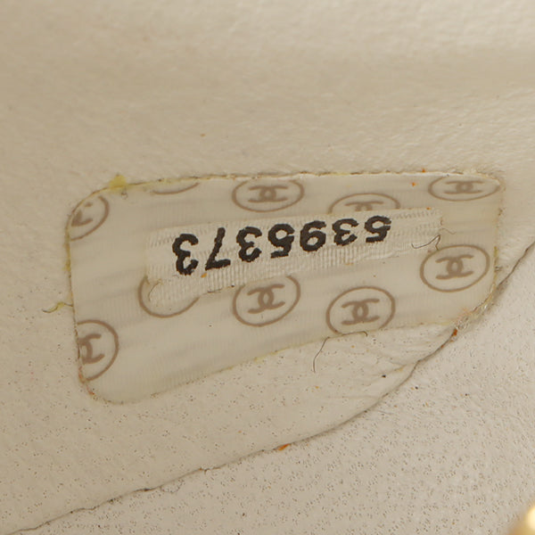 Chanel Around 1992 Made Edge Design Flap Turn-Lock Bijou Chain Bag White