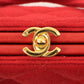 Chanel Around 1997 Made Cotton Turn-Lock Metal Clasp Top Handle Bag Red