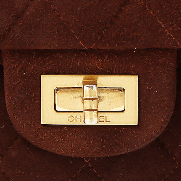 Chanel Around 1998 Made Suede 2.55 Classic Flap Chain Bag 25Cm Brown
