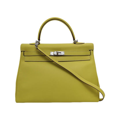 Hermes Kelly 35 Retourne Epsom Leather Yellow R9 Jaune Bourgeon Palladium Hardware 2010