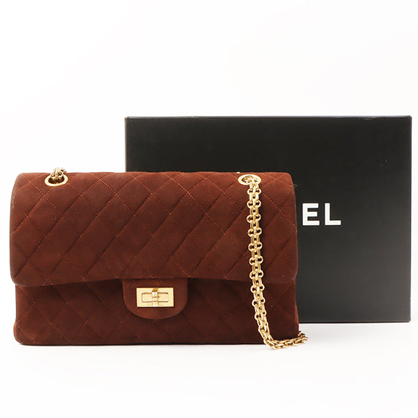 Chanel Around 1998 Made Suede 2.55 Classic Flap Chain Bag 25Cm Brown