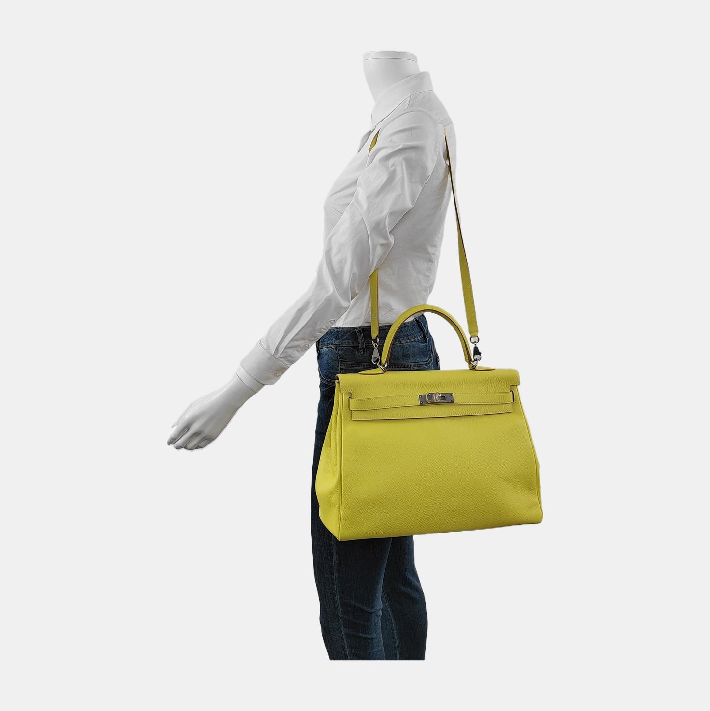 Hermes Kelly 35 Retourne Epsom Leather Yellow R9 Jaune Bourgeon Palladium Hardware 2010