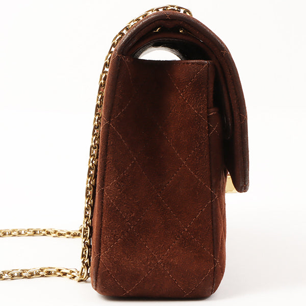 Chanel Around 1998 Made Suede 2.55 Classic Flap Chain Bag 25Cm Brown