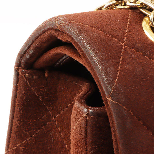 Chanel Around 1998 Made Suede 2.55 Classic Flap Chain Bag 25Cm Brown