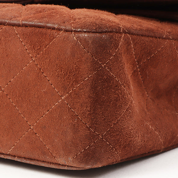 Chanel Around 1998 Made Suede 2.55 Classic Flap Chain Bag 25Cm Brown