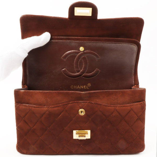 Chanel Around 1998 Made Suede 2.55 Classic Flap Chain Bag 25Cm Brown
