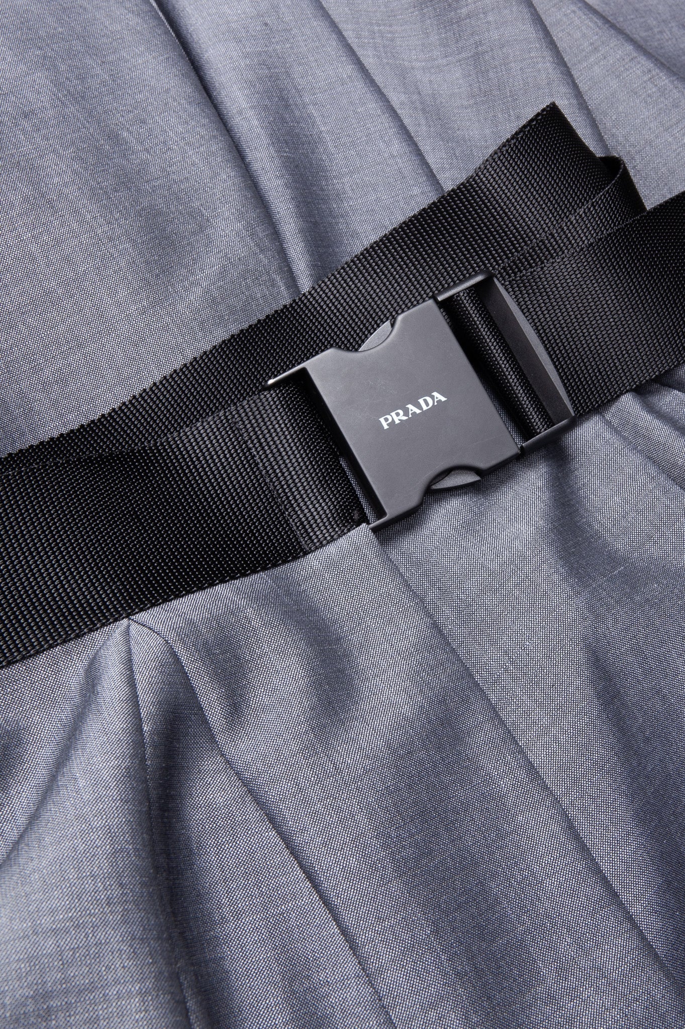 PRADA Pleated Belted Skirt Gray