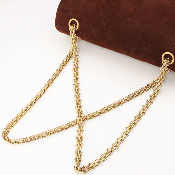 Chanel Around 1998 Made Suede 2.55 Classic Flap Chain Bag 25Cm Brown