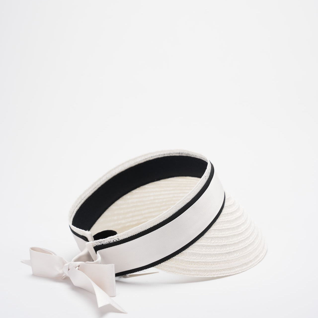 Chanel Abaca Cotton Ribbon Visor in Ecru White Size M