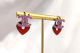 Chanel Heart Earrings in Pink and Red