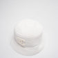 Chanel CC Bucket Hat Cap in Cream White Size 55cm Stoff Cc