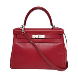 Hermes Kelly 28 Retourne Rouge Grenat Red Box Leather Gold Hardware 2010