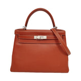 Hermes Kelly 28 Retourne 9T Capucine Orange Epsom Leather White Stitching Palladium Hardware 2011
