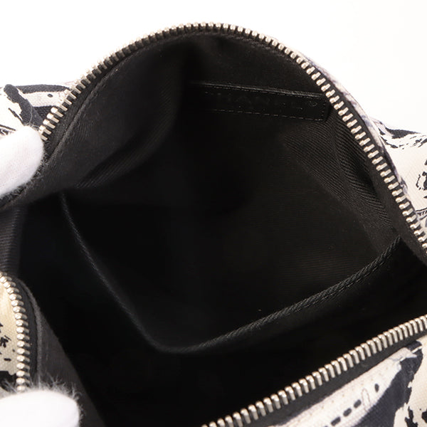 Chanel Around 2005 Made Canvas Patent Combination Airplane Print Top Handle Bag White/Black