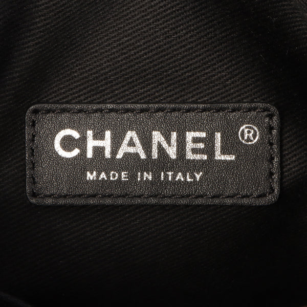 Chanel Around 2005 Made Canvas Patent Combination Airplane Print Top Handle Bag White/Black