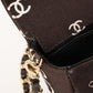 Chanel Around 2002 Made Cotton Logo Print Chocolate Bar Turn-Lock Chain Bag Black