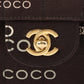 Chanel Around 2002 Made Cotton Logo Print Chocolate Bar Turn-Lock Chain Bag Black
