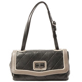 Chanel 2007 Made Bicolor Design 2.55 Shoulder Bag Grey/White