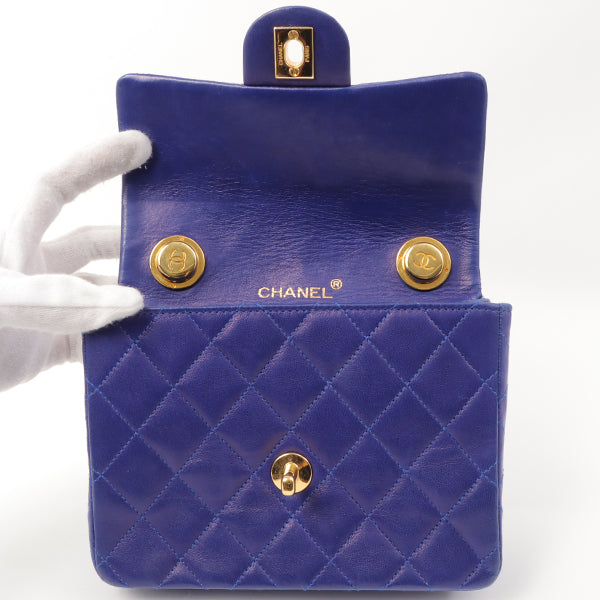 Chanel Around 1990 Made Classic Flap Chain Handbag Mini Blue
