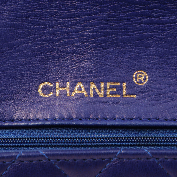 Chanel Around 1990 Made Classic Flap Chain Handbag Mini Blue
