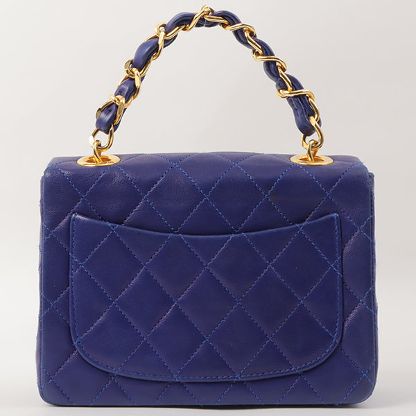 Chanel Around 1990 Made Classic Flap Chain Handbag Mini Blue