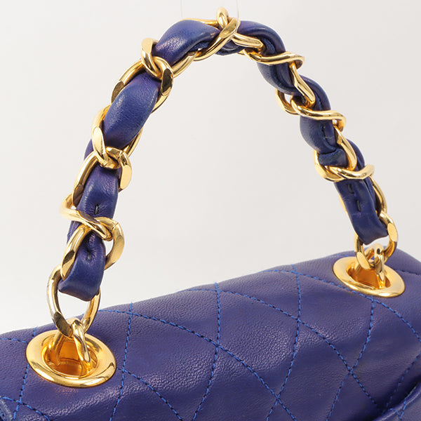 Chanel Around 1990 Made Classic Flap Chain Handbag Mini Blue