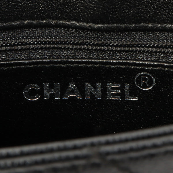 Chanel Around 1998 Made Caviar Skin Turn-Lock Chain Top Handle Bag Black