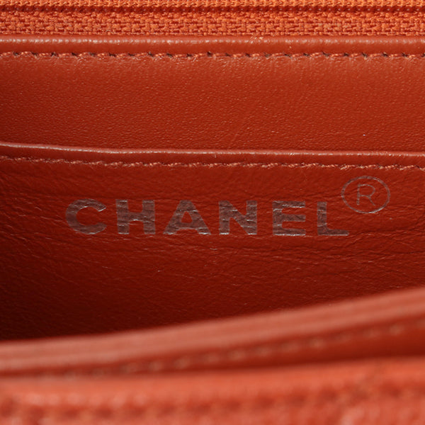 Chanel Around 1998 Made Caviar Skin Turn-Lock Shoulder Bag Orange/Silver